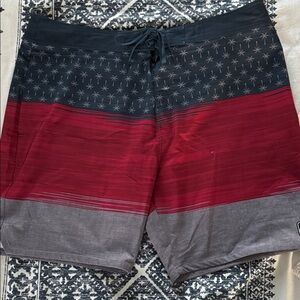 Travis Mathew Red and Gray Board Shorts